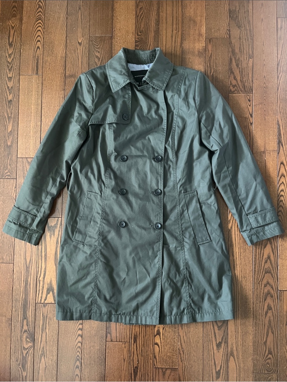 Banana Republic Olive Green Double-Breasted Trench Coat